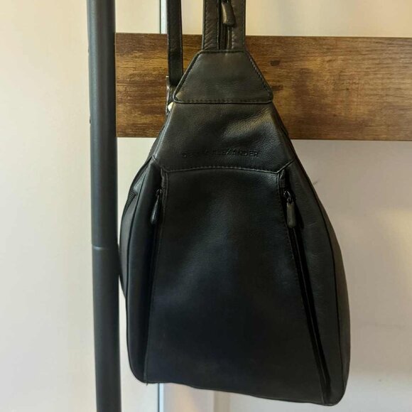 Derek Alexander women's backpack, side sling bag - Black genuine soft leather - Picture 1 of 5